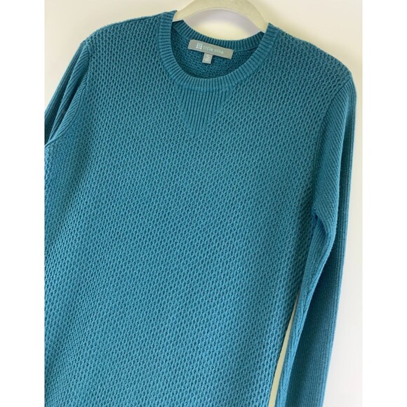 Title Nine Woolicious Waffle Sweater Dress Long Sleeve Knee Teal Crew Neck Small - Picture 5 of 16